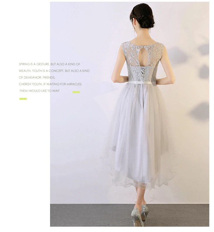 Robe de soiree, короткие платья для подружек невесты, серебристые, серые, Вечерние Платья для подружек невесты, вечерние платья, размер 6 H4187