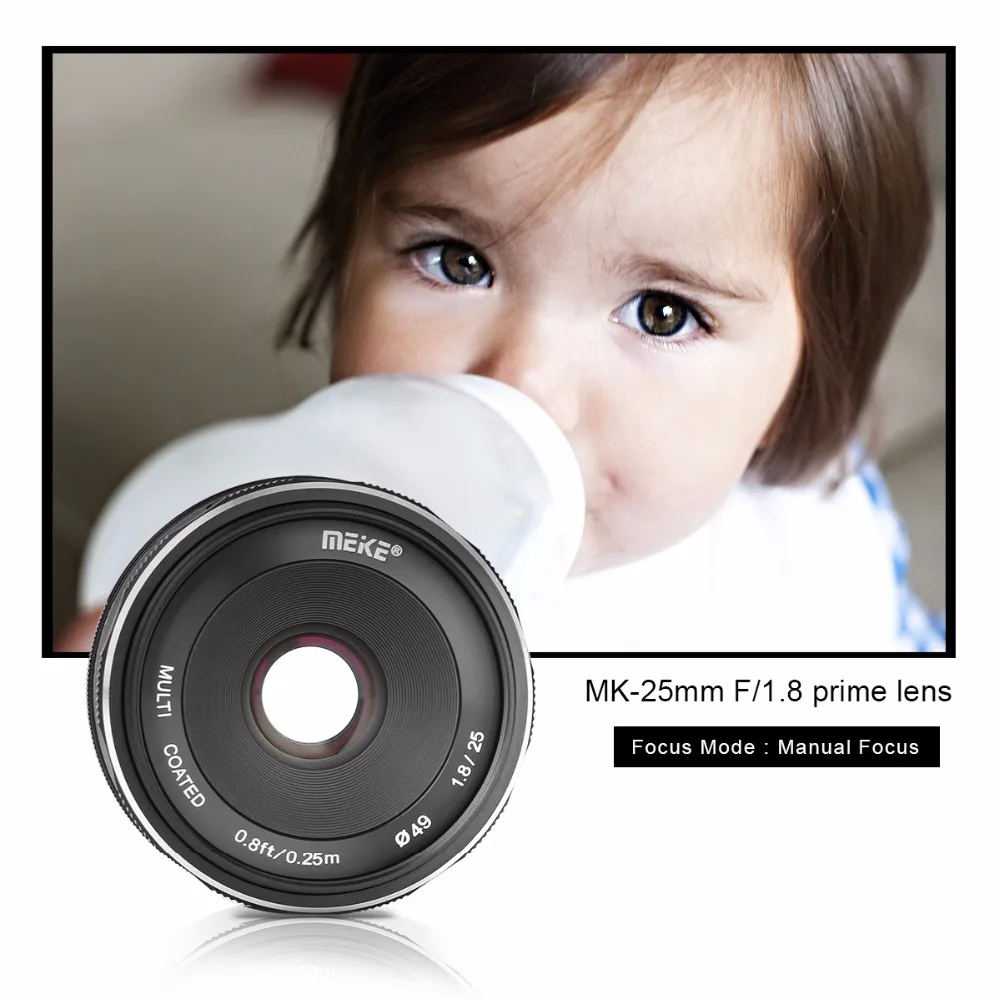 Meike 25 мм f1.8 Большая диафрагма ручной фокус объектив для Sony E mount A6300 A6100 A6000 A5100 A5000
