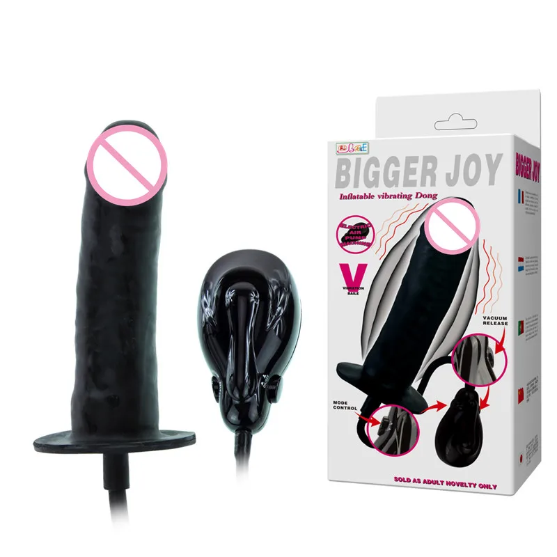 Взрослая мастурбация надувной вибрационный черный фаллоимитатор для женщин и