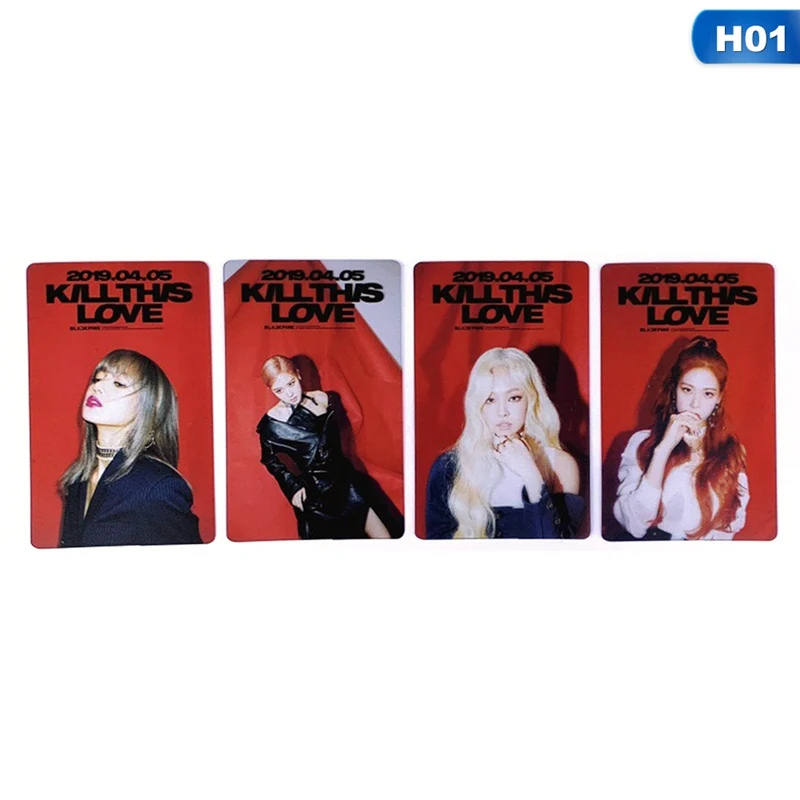 H01 4 шт./компл. Kpop Blackpink из прозрачного ПВХ с фотографией Дженни Роза коллективных открытки с днем рождения HD Фотокарта - Цвет: H01