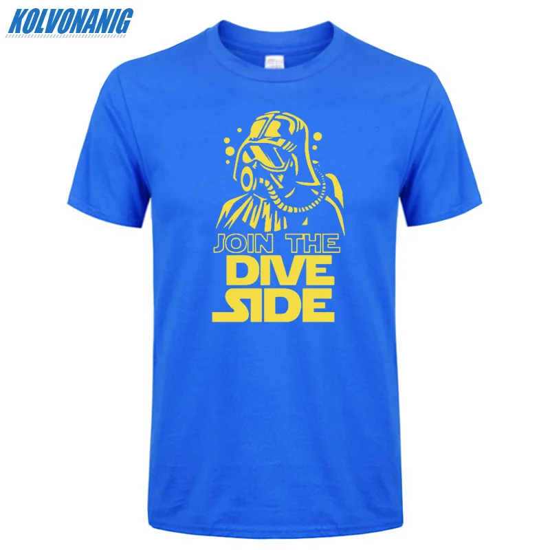 Футболка с забавным принтом JOIN THE DIVE SIDE DARK подводный принт Хлопковая мужская одежда с коротким рукавом и круглым вырезом брендовая футболка размера плюс - Цвет: Bao Blue 02