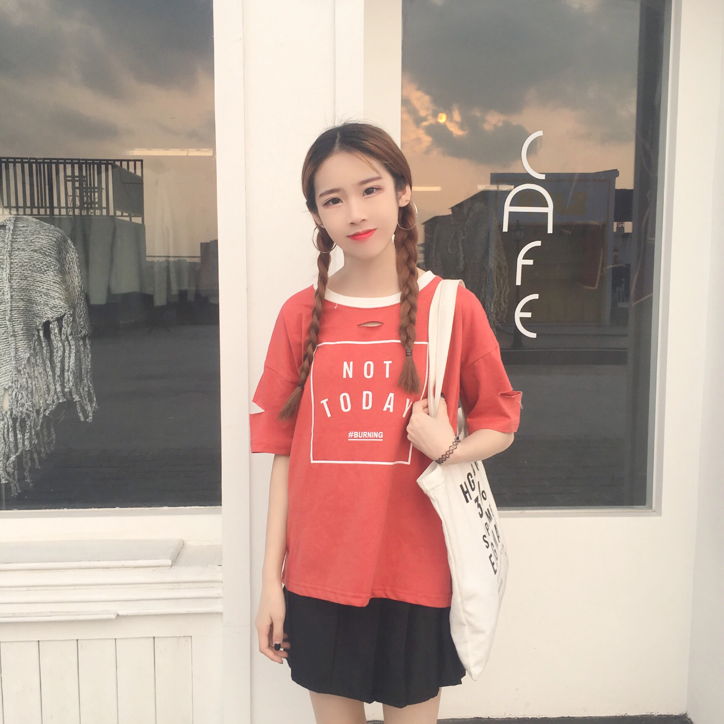 2017 корейский стиль с надписью универсальные Свободные повседневные женские