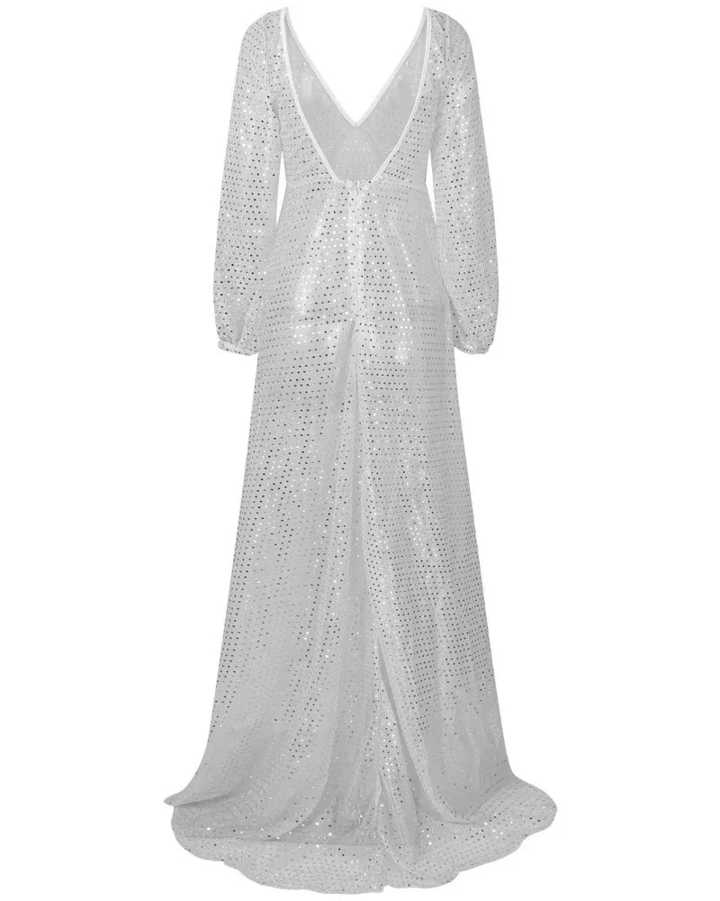 Женское платье с длинным рукавом блестящее Сетчатое длинное блестками и