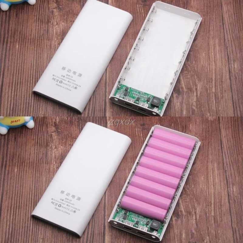 Двойной USB 8x18650 аккумулятор DIY держатель ЖК-дисплей Корпус внешнего аккумулятора