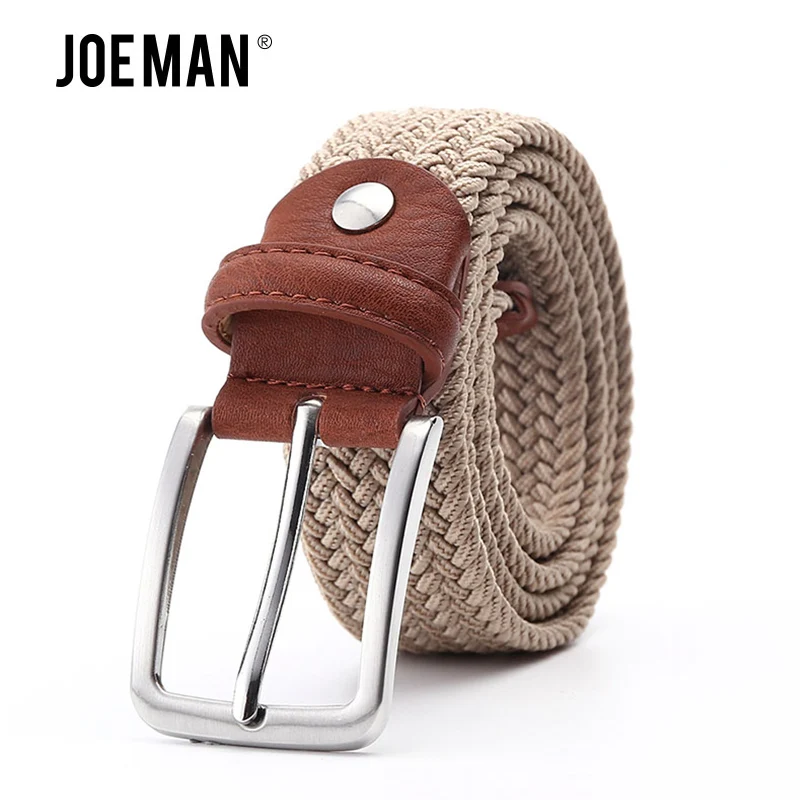 

Men Elastic Belt Waistband Braided Style With Silver Buckle Stretch Belt Black Color Beige Color Blue Grey Navy Color