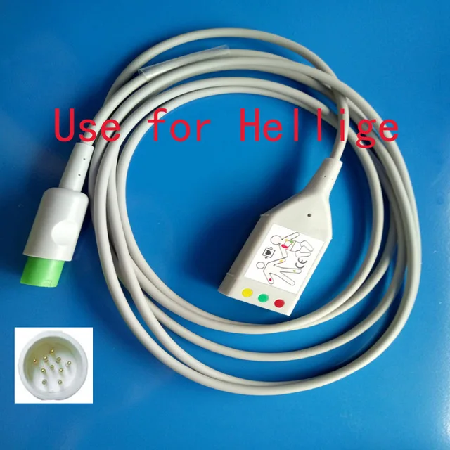 Совместимый GE Hellige 3 свинцовый дефибриллятор ECG Trunk cable 10pin 5 trunk use for HP leadwire AHA IEC| |