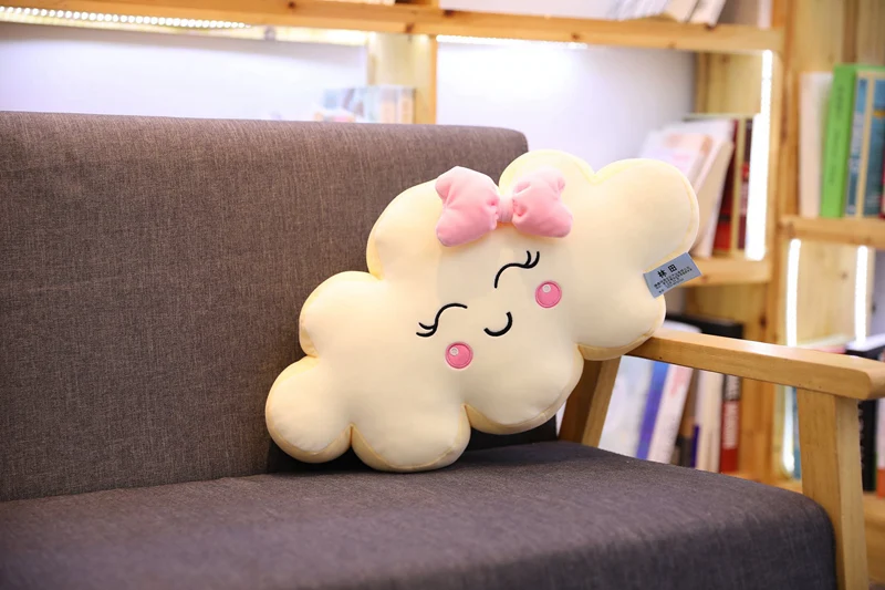 Мягкая плюшевая подушка с милой улыбкой и белым облаком, Kawaii Cloud, мягкие плюшевые игрушки для детей, детские подушки, подарок для девочек