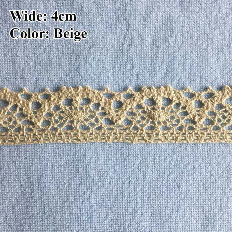 014 4cm beige 5 метров, 1 см, 2,5 см, 4 см, ткань для шитья одежды, сделай сам, белая, бежевая отделка, Вязаная хлопковая кружевная лента, аксессуары ручной работы - Цвет: 014 4cm beige