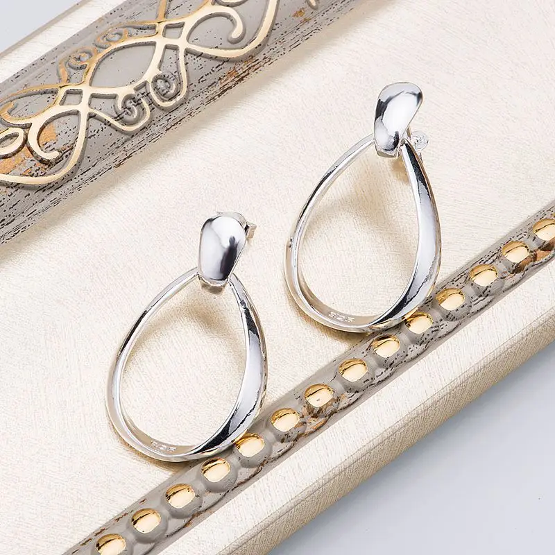 Блестящие посеребренные серьги в виде капли дождя ювелирные изделия 925 для