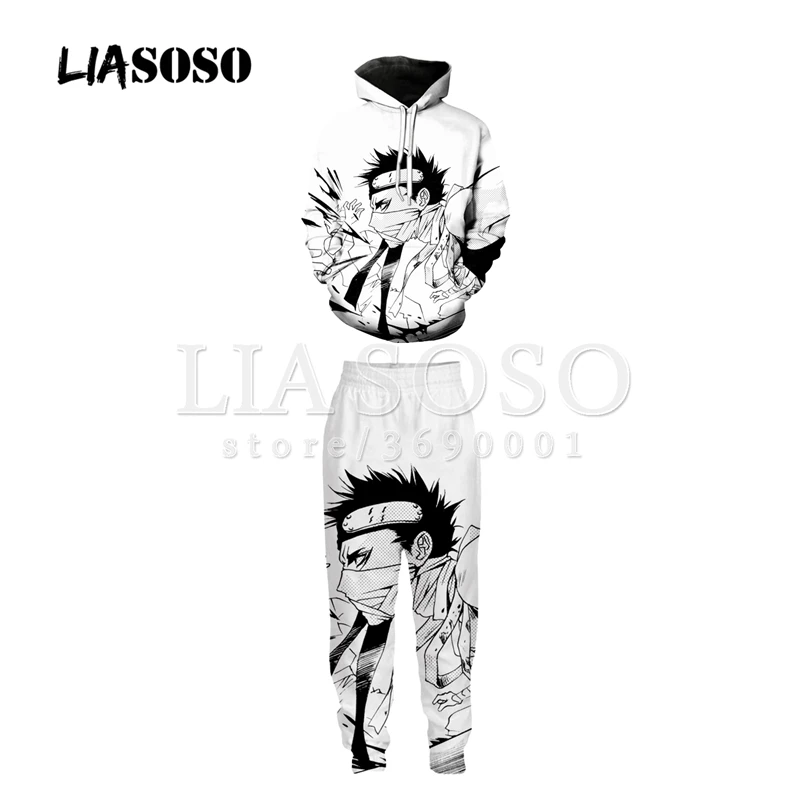 LIASOSO 3d принт унисекс Наруто Какаши Shikamaru Нара Толстовка толстовки с капюшоном мотобрюки пот брюки для девочек Jogger брюки костюмы X1997