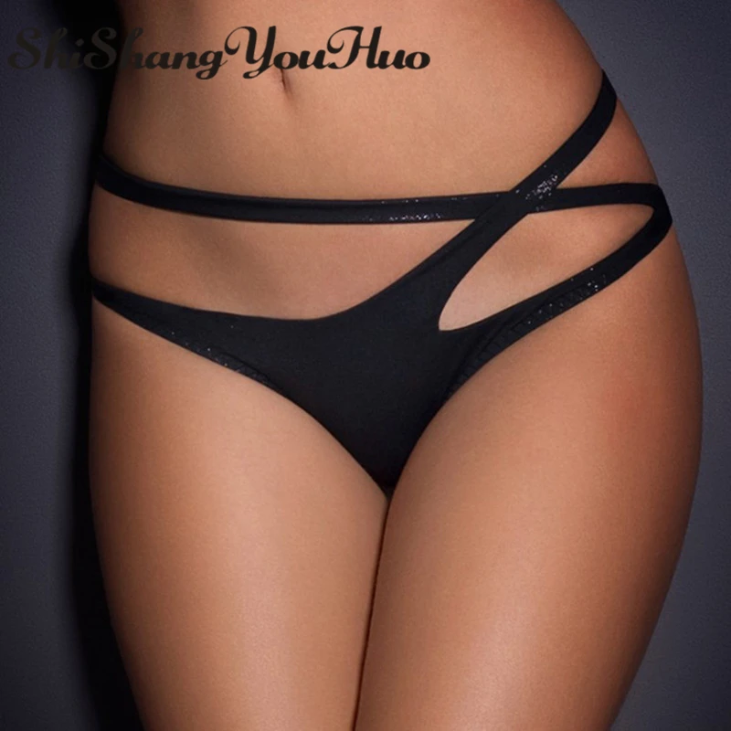 Экзотические женские сексуальные кожаные трусики Короткие g-стринги с открытым