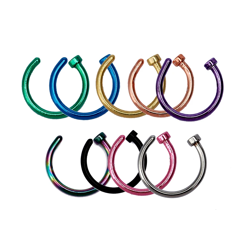 Кольца из медицинского титана 8x1 мм 10 шт.|nose ring clip on|nose cliphoop nose rings |