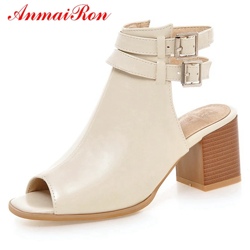

ANMAIRON Basic Casual Sandalias De Mujer Verano 2020 Microfiber Shoes Women Women Fashion High Heel Sandals Size 34-39 LY577