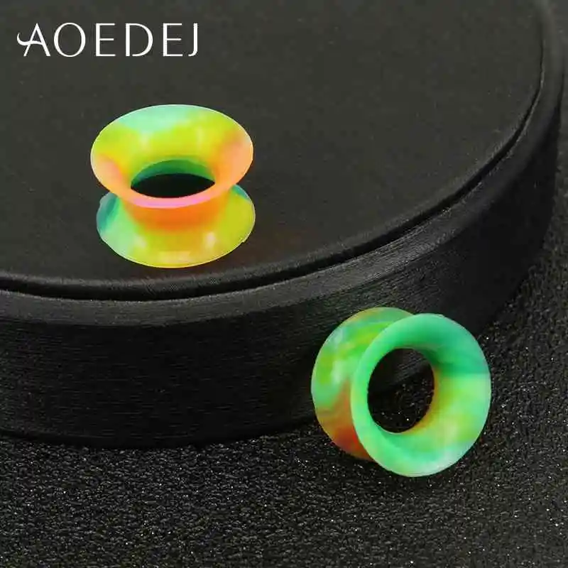 AOEDEJ 2 шт./лот силиконовые ушные растяжки пробки и тоннели 3-25 мм силиконовые двойные пробки пирсинг Dilataciones ореха пирсинг
