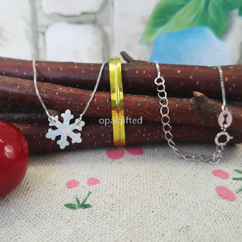 (1 шт./лот) модное ожерелье в виде снежинок с огненным опалом OP17 белое серебряной