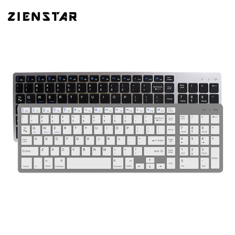 Ультратонкая Bluetooth-клавиатура Zienstar для IPAD MACBOOK ноутбуков ПК и планшетов литиевая