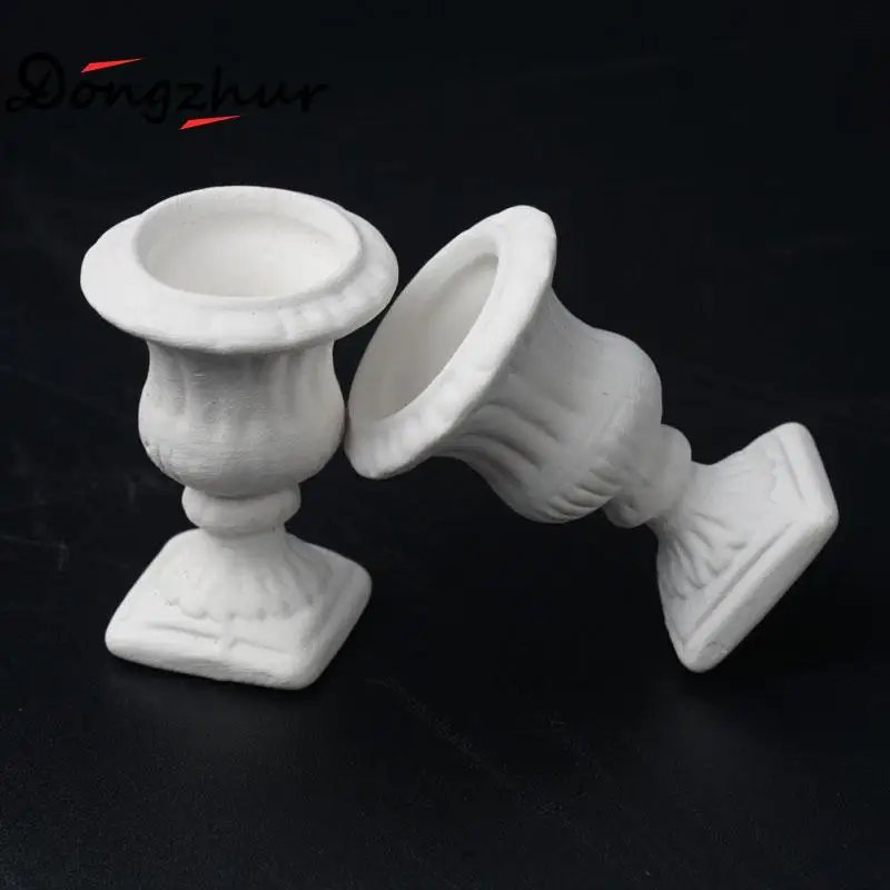 Miniature Dollhouse Furniture 2pc White Flower Pot Child Puzzle DIY Garden Exterior Decoration Doll House 1:12 Model | Игрушки и хобби