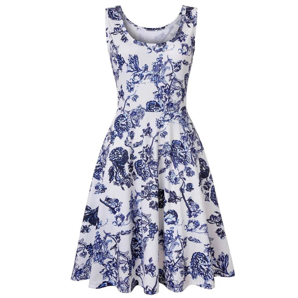 Летнее богемное короткое пляжное платье с цветочным рисунком ТРАПЕЦИЕВИДНОЕ