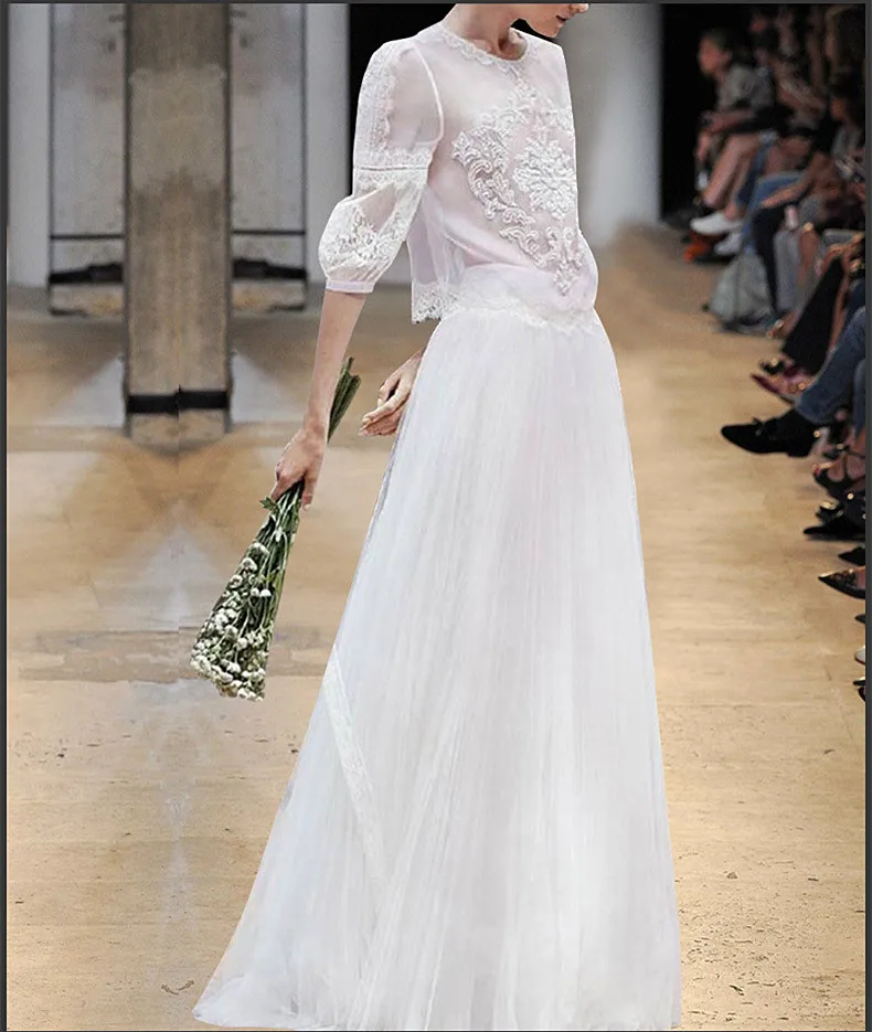 Женский костюм ручной работы SO6772 белый кружевной сетчатый комплект из двух