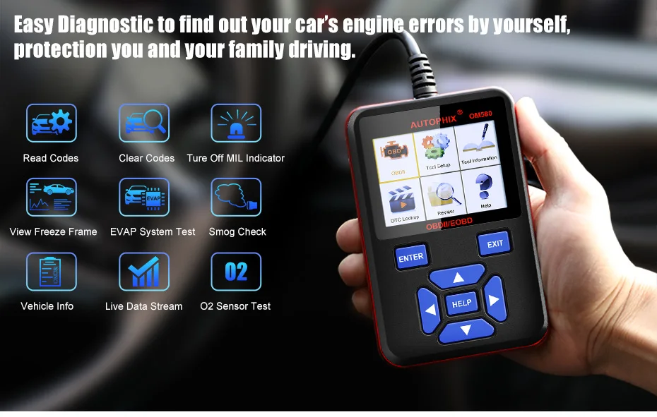 Autophix Om580 Obd2 сканер Odb2 авто автомобильный диагностический сканер для автомобиля OBD2 Obd автомобиля программное средство диагностики автомобиля считыватель кода двигателя