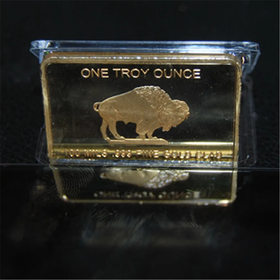 1 шт./лот,, 1 OZ BUFFALO Новинка Золотой бар+ пластиковый чехол