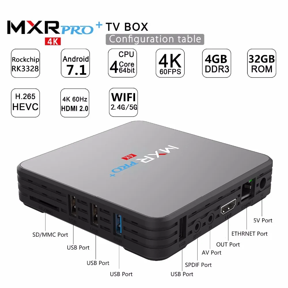 MXR PRO + PLUS цифровой дисплей Android 7 1 4G RAM 32G ROM Smart 4K TV Box RK3328 четырехъядерный 2 4G/5G WiFi BT4.0
