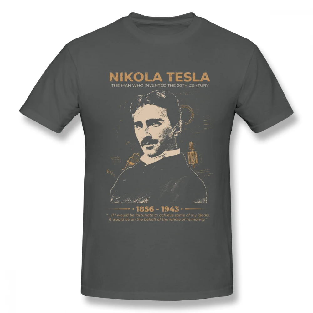 Хипстерская Футболка Nikola Tesla, большие размеры, Мужская футболка для отдыха, уникальный для мужчин, Графический Топ, футболки, модная новинка, топ, дизайн - Цвет: Темно-серый