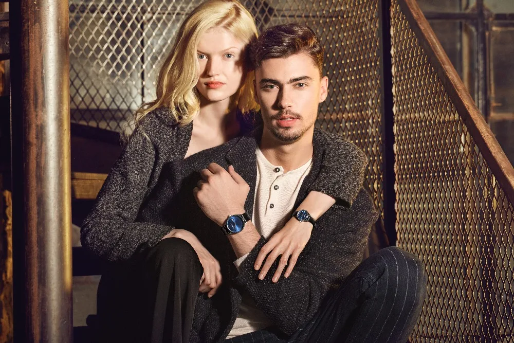 Kenneth Cole часы для пары для мужчин и женщин, кварцевые часы с черной кожаной пряжкой, водонепроницаемые часы с календарем для влюбленных, оригинальные часы KC10030839/36