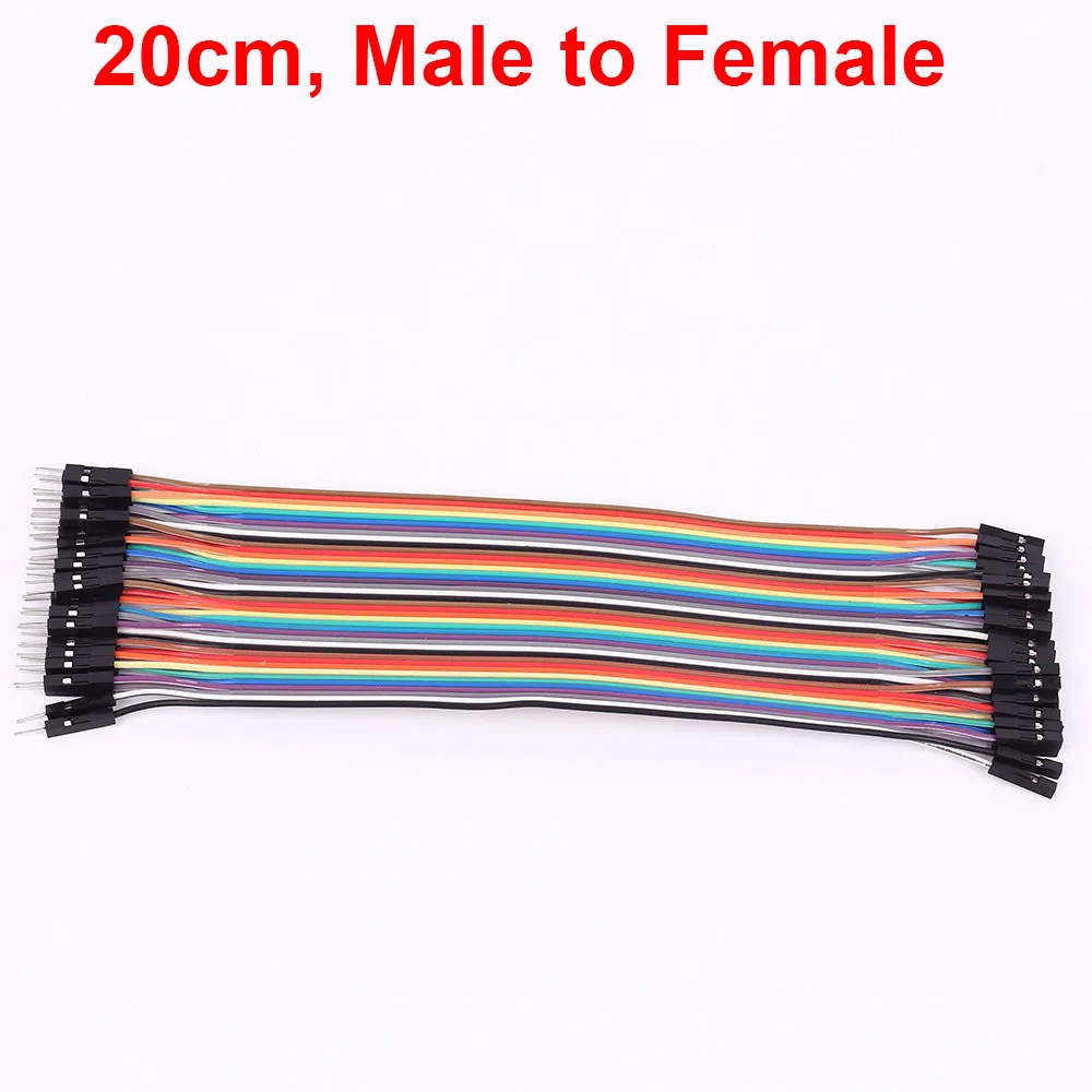 20CM Male to Female 40 шт. 40P Dupont линия 20 см Dupont провода Соединительный кабель 1 p-1 p Контактный Разъем Кабель-адаптер хлеб линия женский - Цвет: 20CM Male to Female
