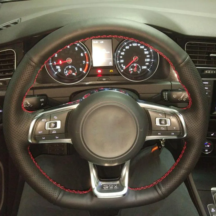 HuiER DIY ручной пошив чехол рулевого колеса автомобиля замша кожа для Volkswagen Golf 7 GTI Golf R MK7 VW Polo GTI Scirocco