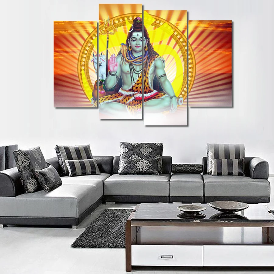 4 панели Холст Картина Shiva Linda лорд облысение Живопись Домашний Декор печать