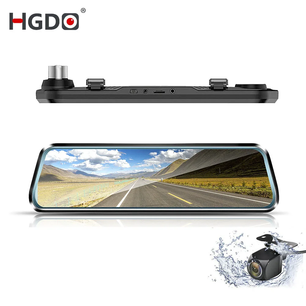 HGDO 10 inch Car DVR Rear View Mirror Dash cam Full HD 1080P Touch screen car camera dvrs Dual lens video Recorder autoregister
