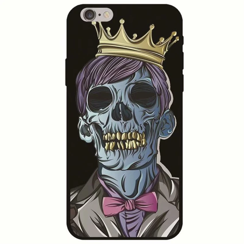 Модный чехол для телефона с черепом iphone 6 6s 7 8 Plus X рельефный Мягкий ТПУ