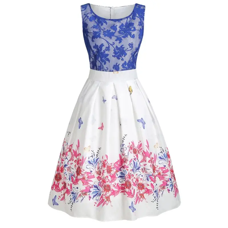 Элегантное летнее платье в стиле ретро 2019 женское сексуальное кружевное синее