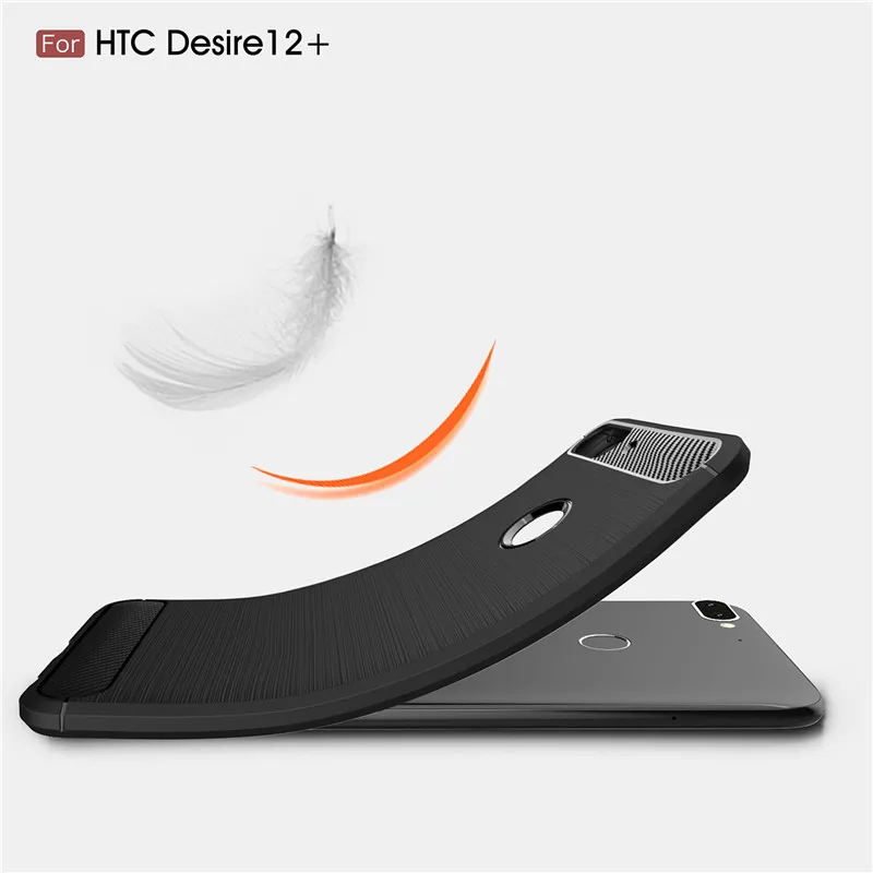 A.spanice For HTC Desire 12 Plus Armor Carbon Fiber Texture Brushed Soft TPU Back Cover 12+ Case 6.0inch | Мобильные телефоны и