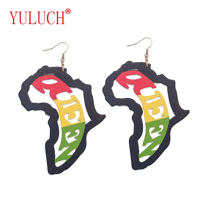 YULUCH Африка Карта полые дизайн триколор Луна изгиб кулон серьги для личности