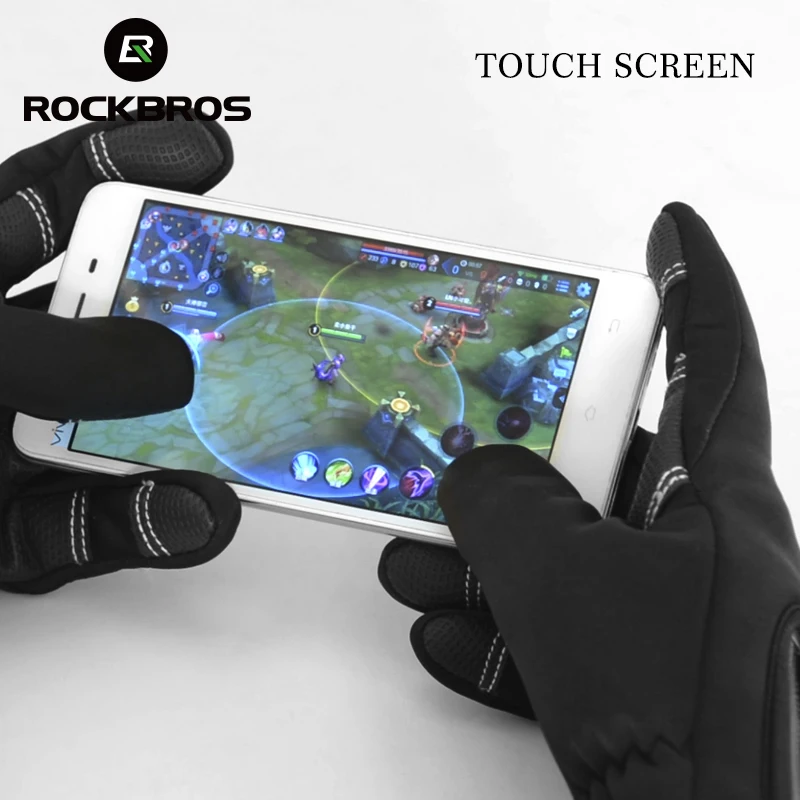ROCKBROS зимние велосипедные перчатки ветрозащитные теплые флисовые мужские и