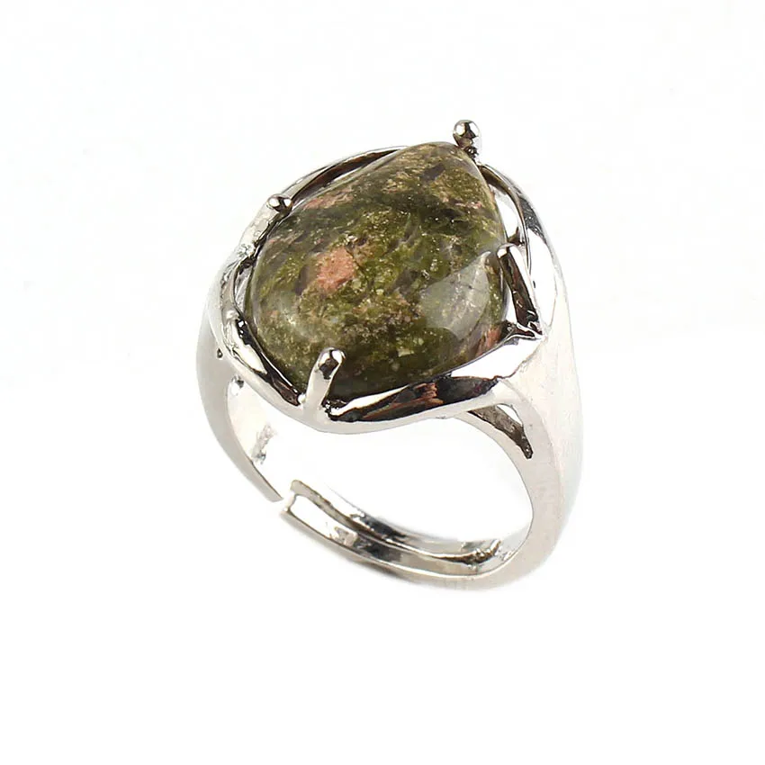 100-уникальное 1 шт. посеребренное камень унакит в форме капли воды регулируемое