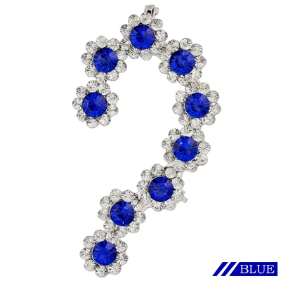 Blue E0095G Большие серьги-каффы с кристаллами для женщин, модные аксессуары, гипербола, стразы, серебряная Ушная клипса, серьги, ювелирные изделия для женщин - Окраска металла: Blue E0095G