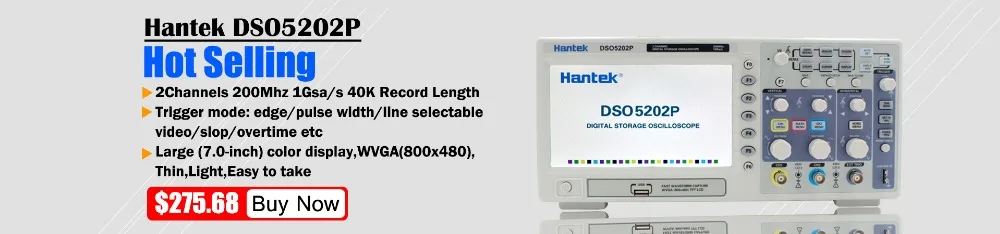 Hantek официальный Osciloscopio DSO4072C 2 канала 70 МГц цифровой осциллограф с 1 канал произвольной/функции генератор сигналов