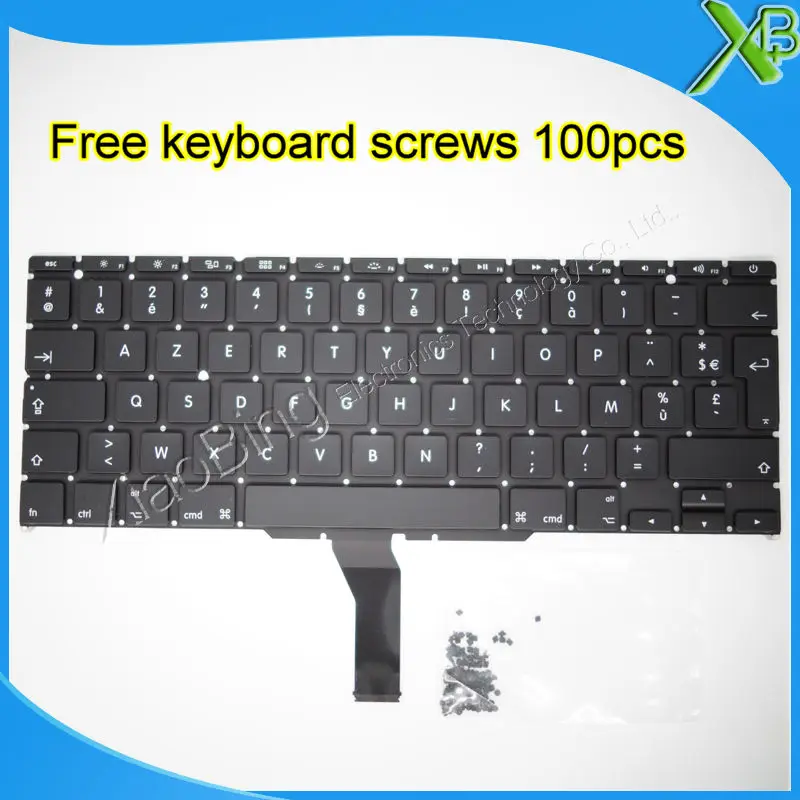 Совершенно новая AZERTY FR Французская клавиатура + 100 шт. винтов для клавиатуры MacBook