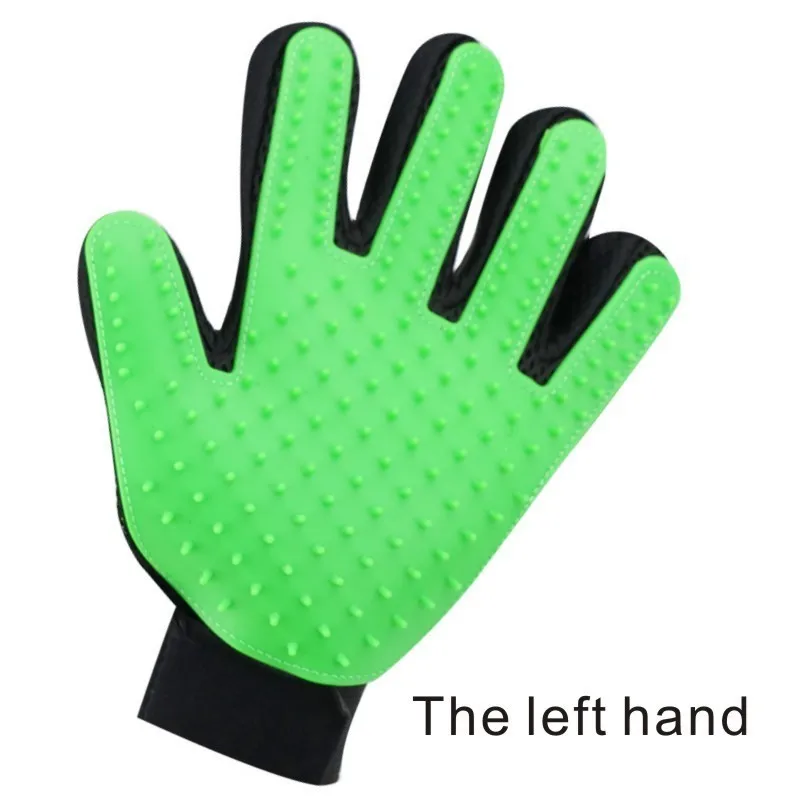 left hand Резиновая щетка для собак, кошек, перчатка для ухода за домашними животными, перчатка для эффективной чистки домашних животных, кошек, собак, перчаток для ванны, расчески для собак - Цвет: left hand