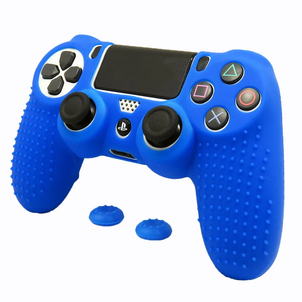 Синий IVYUEEN, новая версия, силиконовый чехол для Dualshock 4, для playstation 4, PS4 Pro, тонкая консоль, кожный чехол с контроллером, колпачки - Цвет: Синий