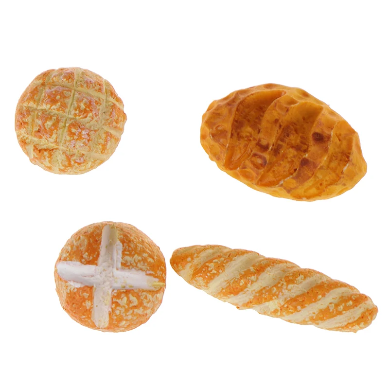 

4Pcs Miniature 1/12 Dollhouse Simulation Bread Dollhouse Miniature Food Breakfast Snack Dessert Kitchen Toys