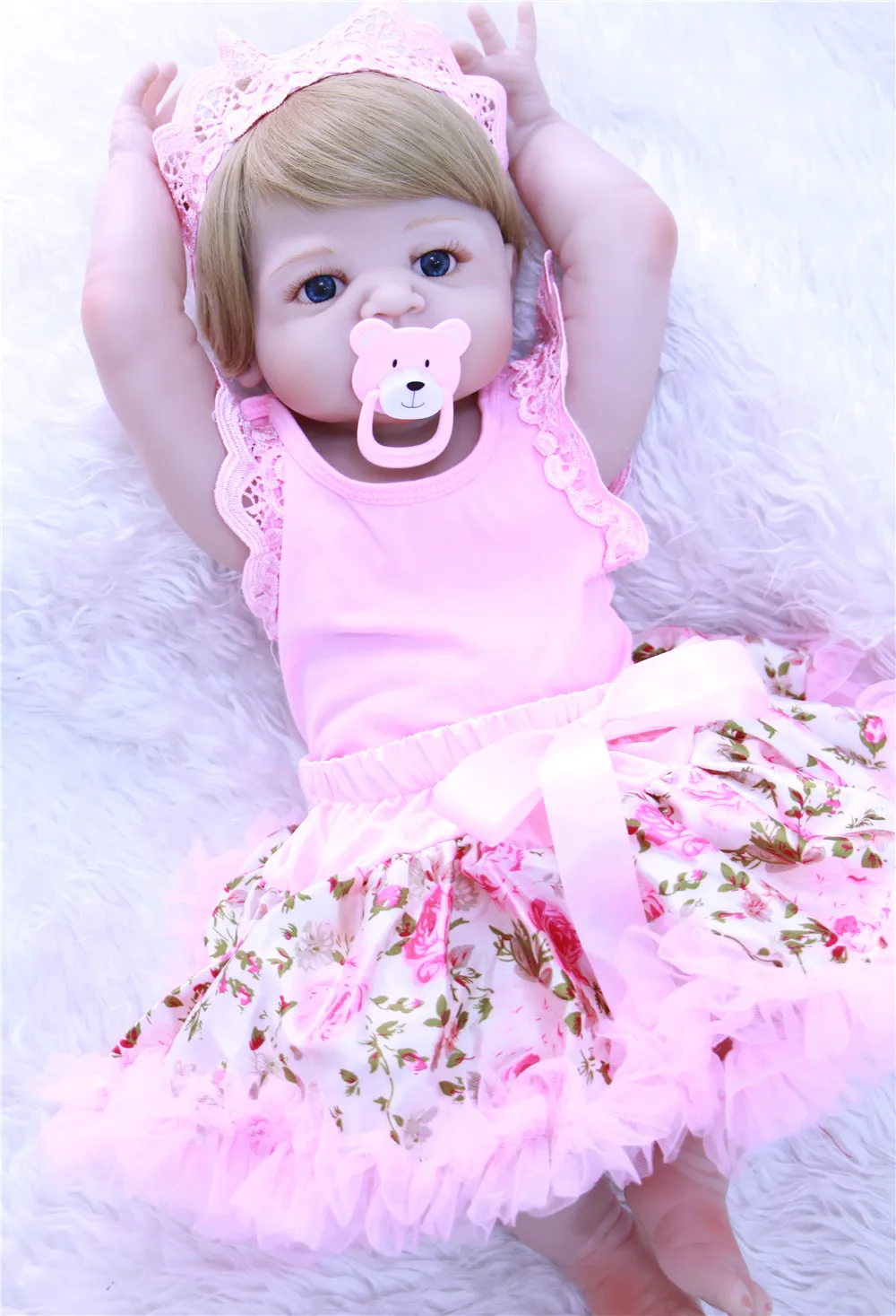 DollMai bebes reborn 23 &quotсиликоновые куклы для новорожденных девочек парик из светлых