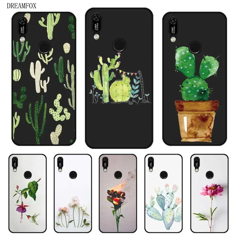 N277 Cactus Wallpaper Black Silicone Case Cover For Huawei Y5 Y6 Y7 Y9 Prime Pro 2017 2018 2019 |