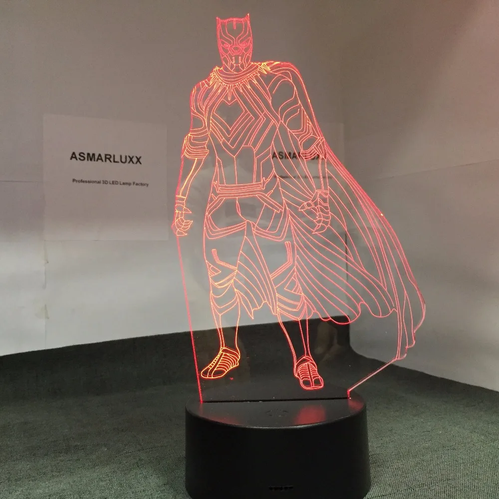 3D LED черный пантера ночной Светильник USB сенсорный светящийся супер герой Тор