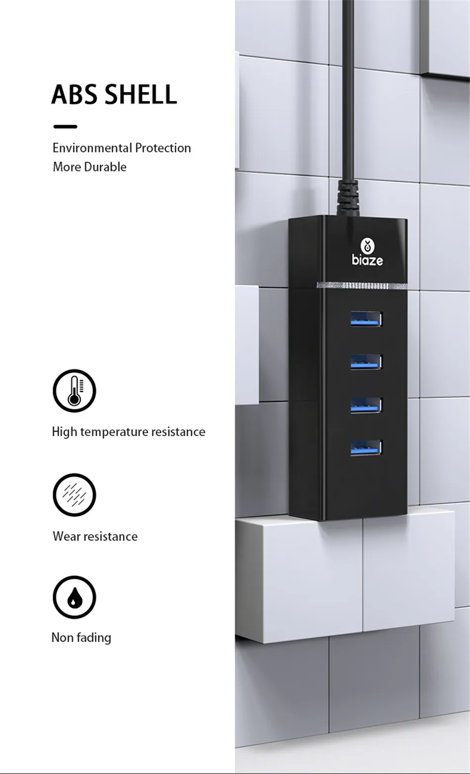 Biaze usb-хаб, мульти USB 3,0, разветвитель, док-станция, 4 порта, несколько usb-портов, расширитель для ноутбука, ПК, компьютера, высокоскоростной концентратор OTG USB 3,0