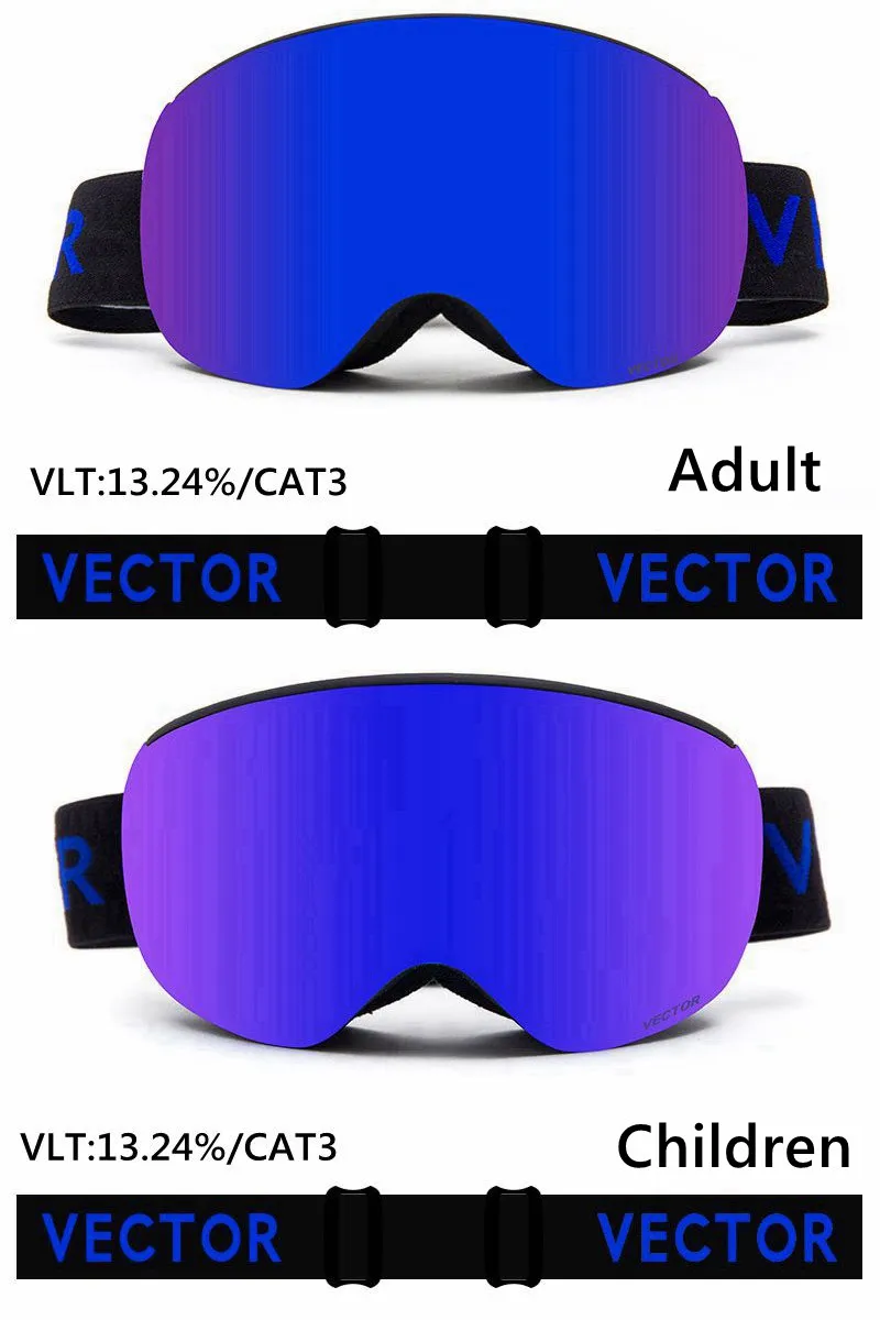 Bule Lens Set1 Famliy, мужские, женские, детские спортивные снежные очки, анти-туман, магнитные очки для катания на лыжах, UV400, для родителя и ребенка, лыжные очки - Цвет: Bule Lens Set1