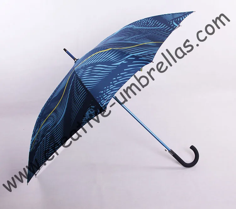 Прямая алюминиевая квадратная зонтичная. 14 мм синяя рукоятка и Стекловолоконные